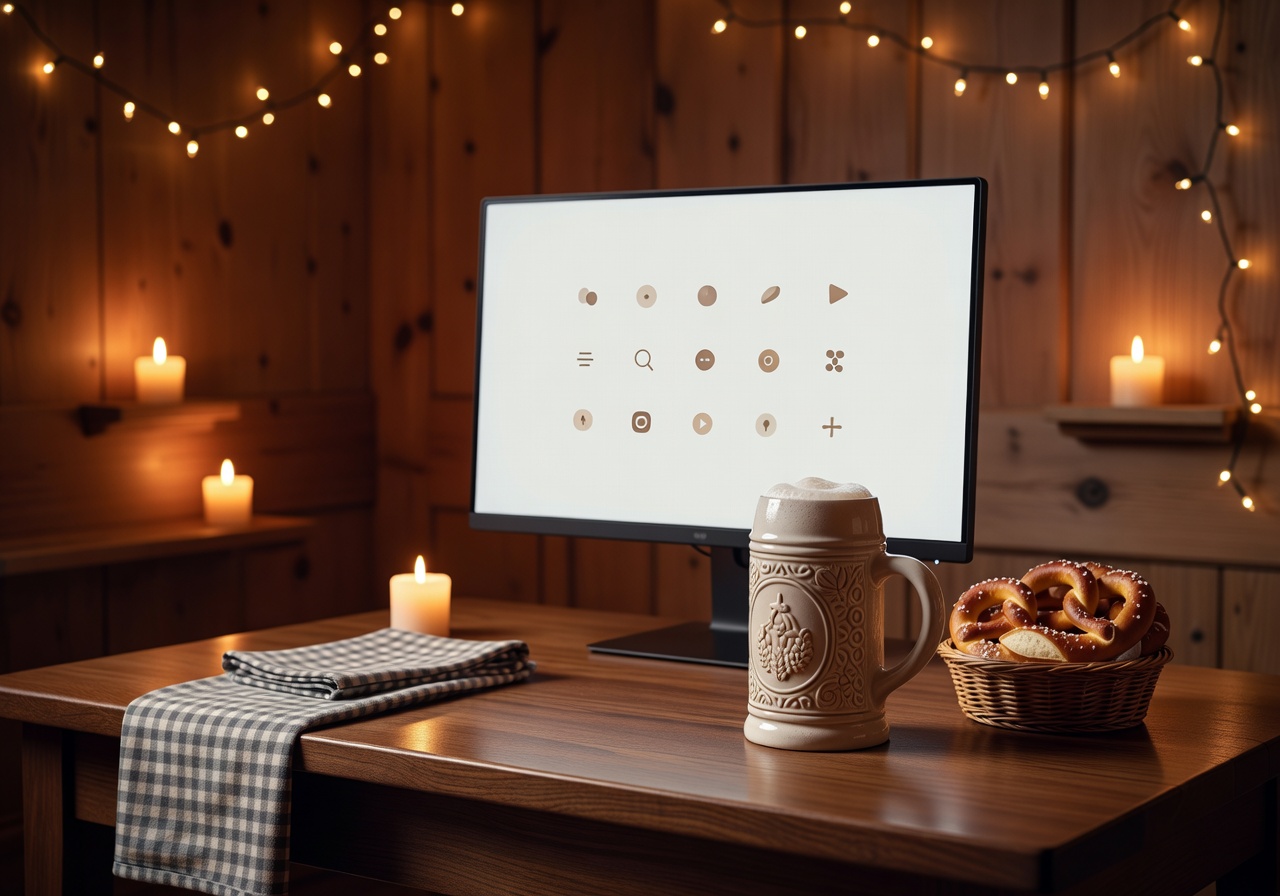 Customer support warm cozy environment oktoberfest theme minimal UI